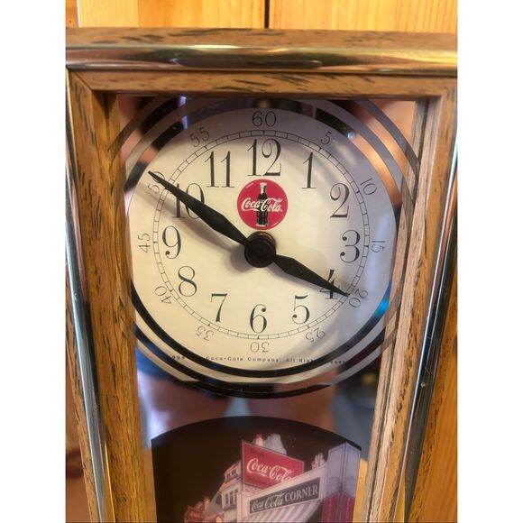 Coca Cola Coke Wall Clock Wooden Case Battery Operated Art Deco  Works (5623) - Picture 3 of 10